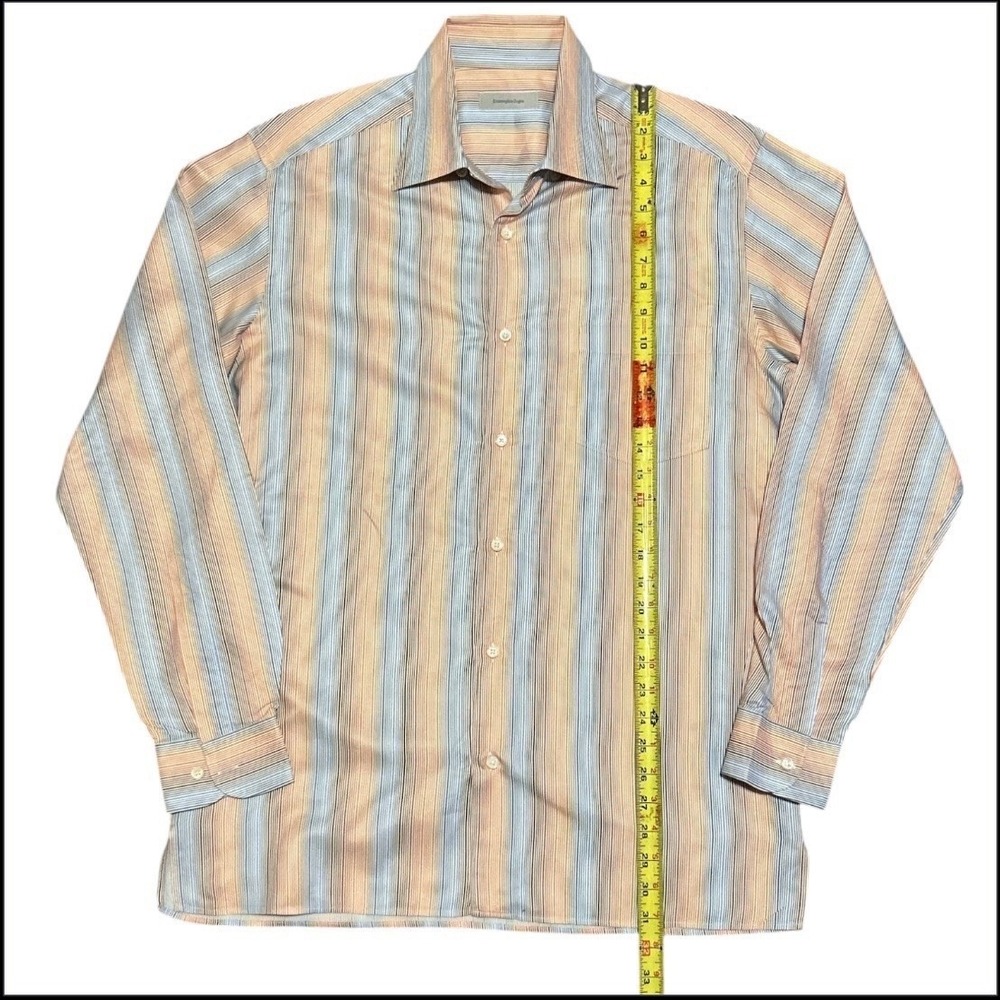 Ermenegildo Zegna Shirt Mens L Orange Stripe Long Sleeve Dress Button Up - Picture 2 of 7